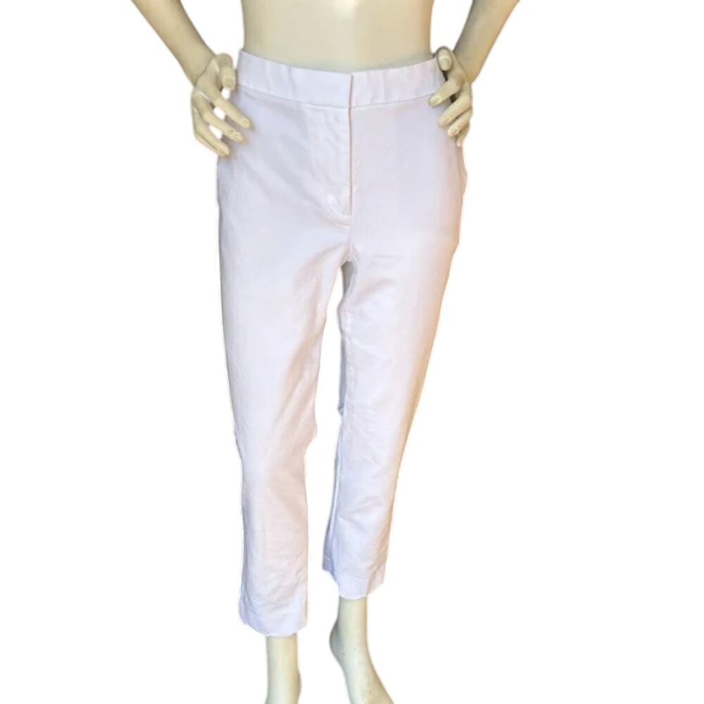 Ann Taylor The Scallop Hem High Waist Ankle Pant White Size 12 - Picture 4 of 10